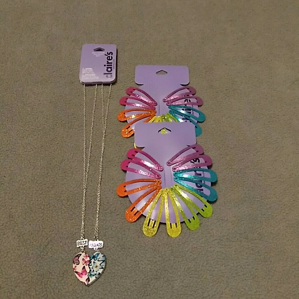 Best Friend Necklace and matching Barrettes